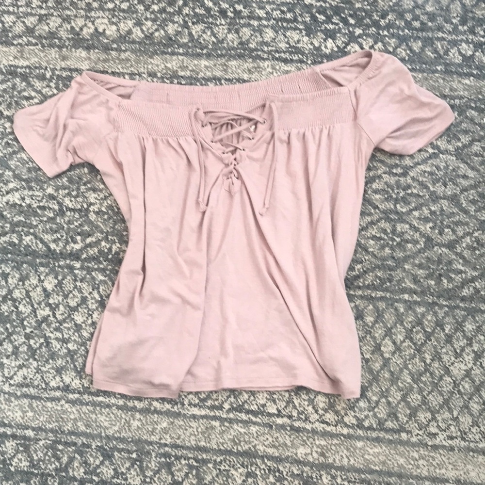 American Eagle Off Shoulder Blush Top